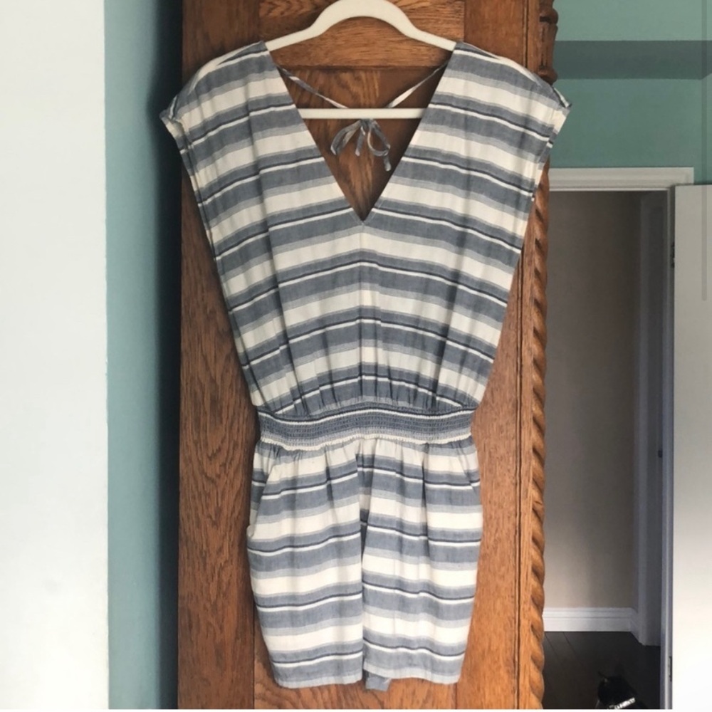Madewell Yucatan Blue White Striped Sleeveless Romper - Picture 5 of 5